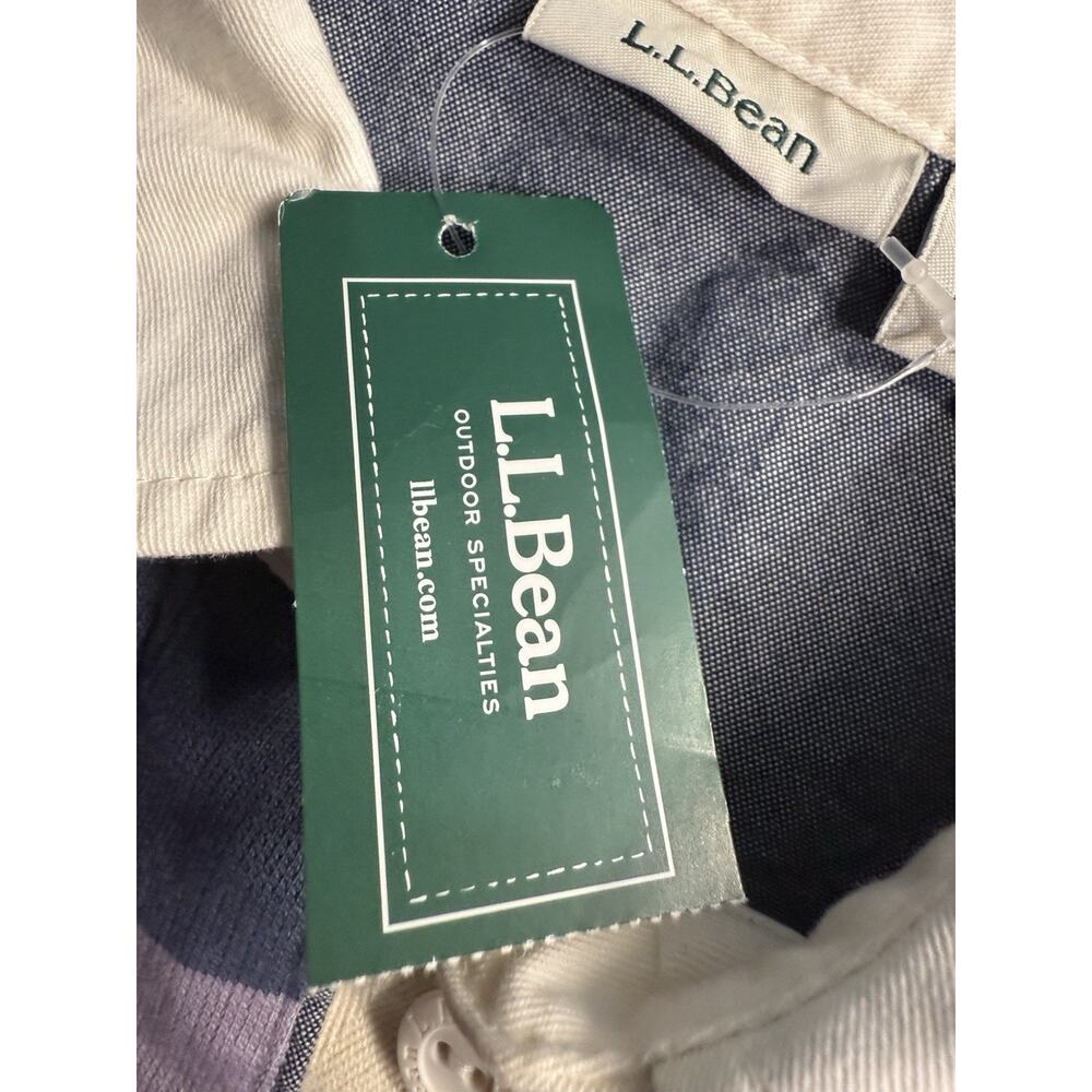 LL Bean Rugby Shirt Womens XS Long Sleeve Polo Striped Blue Purple Preppy NEW - Picture 6 of 12